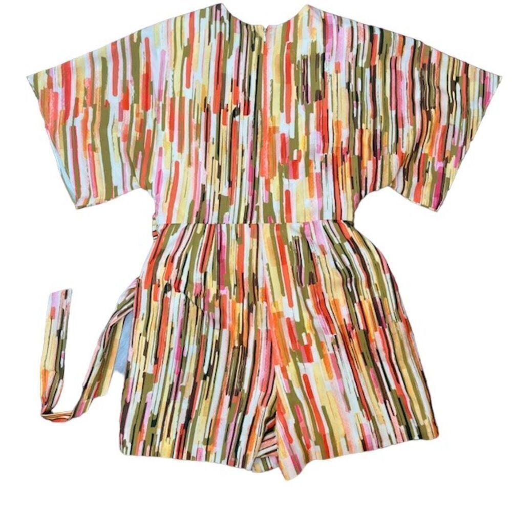 Slate & Willow Women's Striped Elliott Romper Orange Black Green Gold Size Med - Picture 9 of 12